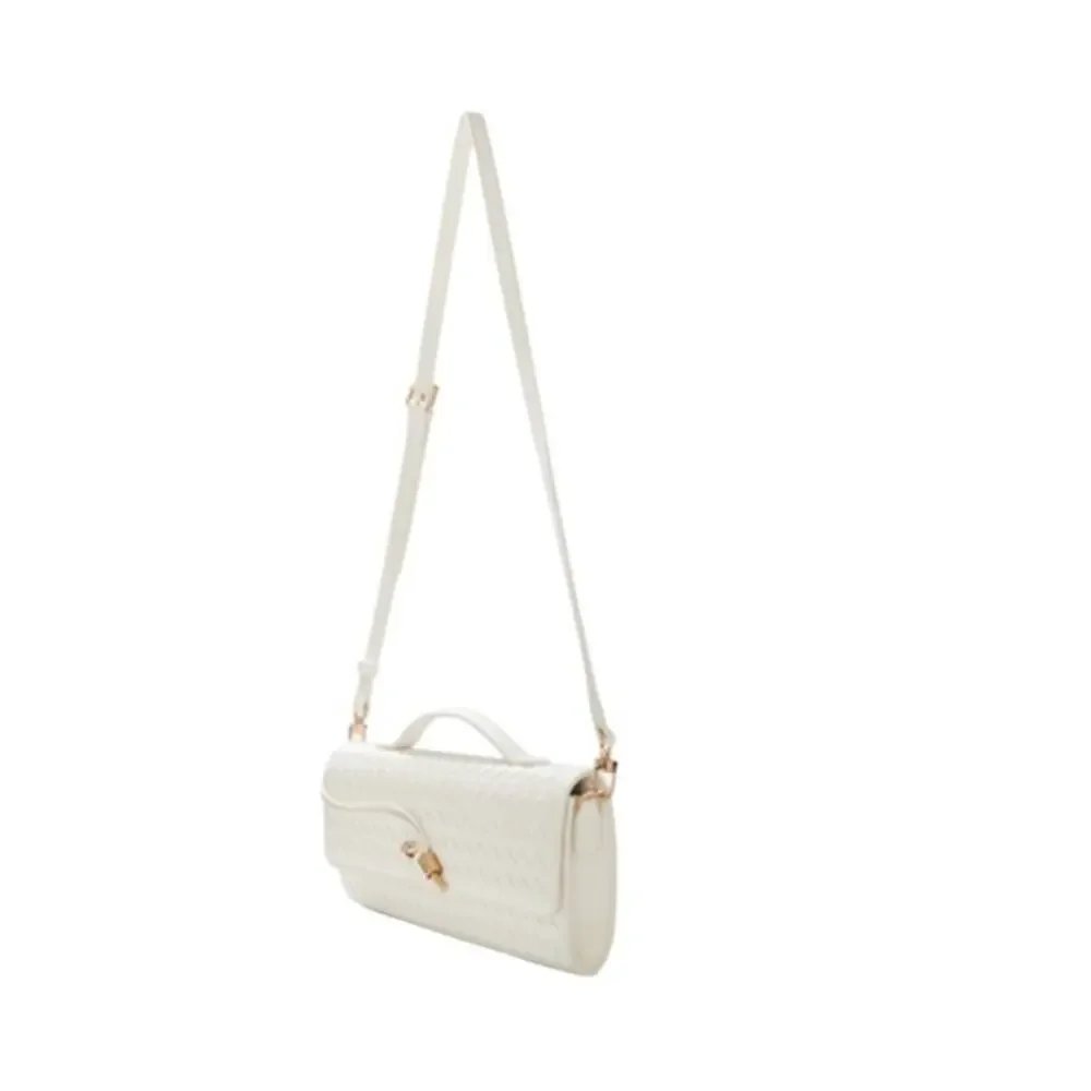 Few Moda Theia Bag East West Clutch with Crossbody Strap Cream NEW